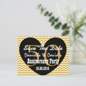 Save the Date 50th Jubileum GOLD BLACK Heart V3 Aankondigingskaart (Staand voorkant)