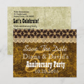Save the Date 50th Jubileum GOLD BLACK V01 Aankondigingskaart (Voorkant / Achterkant)