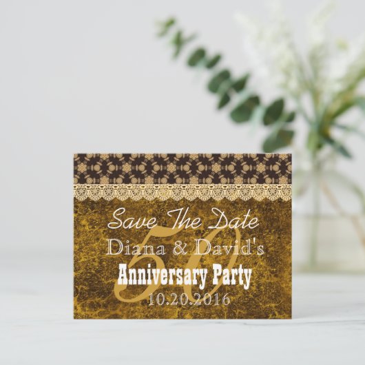 Save the Date 50th Jubileum GOLD BLACK V01 Aankondigingskaart (Staand voorkant)