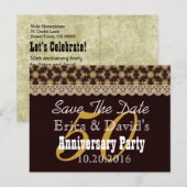 Save the Date 50th Jubileum GOLD BLACK V01A Aankondigingskaart (Voorkant / Achterkant)