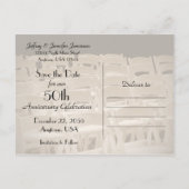 Save the Date 50th Jubileum Party Sepia Stoelen Aankondigingskaart (Achterkant)