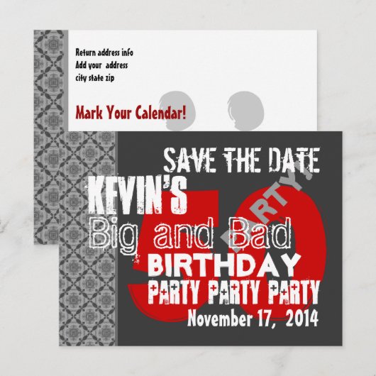 Save the Date 50th Verjaardagsfeest Ver 0025 Aankondigingskaart (Voorkant / Achterkant)