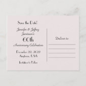 Save the Date 60th Anniversary Party Elegant Rose Aankondigingskaart (Achterkant)