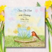 Save The Date 60th Birthday Robin Daffodil Cake