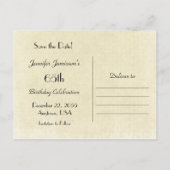 Save the Date 65th Birthday Party Telefoon Briefka Aankondigingskaart (Achterkant)