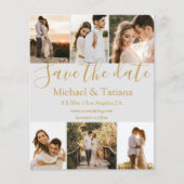 save the date 6 foto collage trouw goud flyer (Voorkant)