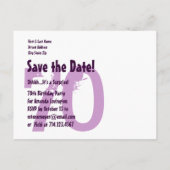 Save the Date 70th Surprise Verjaardag S70A PAARSE Aankondigingskaart (Achterkant)