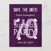 Save the Date 70th Surprise Verjaardag S70A PAARSE Aankondigingskaart (Voorkant)