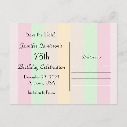 Save the Date 75th Birthday Party beroemd gemaakt Aankondigingskaart (Achterkant)