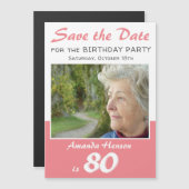 Save the Date 80ste verjaardagsfeest foto magneet (Voorkant / Achterkant)