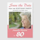Save the Date 80ste verjaardagsfeest foto magneet (Voorkant)