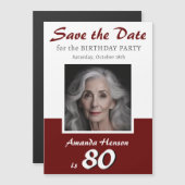 Save the Date 80ste verjaardagsfeest foto magneet (Voorkant / Achterkant)