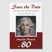Save the Date 80ste verjaardagsfeest foto magneet (Voorkant)