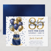 Save The Date 85ste verjaardag Navy Blue Cake (Voorkant / Achterkant)