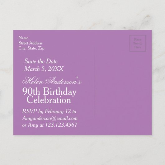 Save the Date 90th Birthday Bloemenboeket Aangepas Aankondigingskaart (Achterkant)