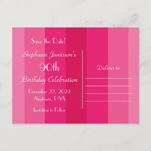 Save the Date 90th Birthday Party beroemd gemaakt  Aankondigingskaart (Achterkant)
