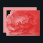 Save the Date 90th Birthday Party, Coral Roos Aankondigingskaart<br><div class="desc">Diep koraal roos bloemblaadjes op een zwarte achtergrond versieren deze mooie en stijlvolle "Save the Date" briefkaart aankondiging. De achterkant van deze uitnodiging heeft zwarte letters op een koraalachtergrond. Heel stijlvol! Standaard is voor 90th Birthday Party, maar u kunt gemakkelijk de naam, leeftijd, datum, locatie, enz. Originele foto van Alan...</div>