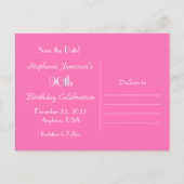 Save the Date 90th Birthday Party, Roze Abstract Aankondigingskaart (Achterkant)