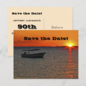 Save the Date 90th Birthday Party, Vissende boot Aankondigingskaart (Voorkant / Achterkant)