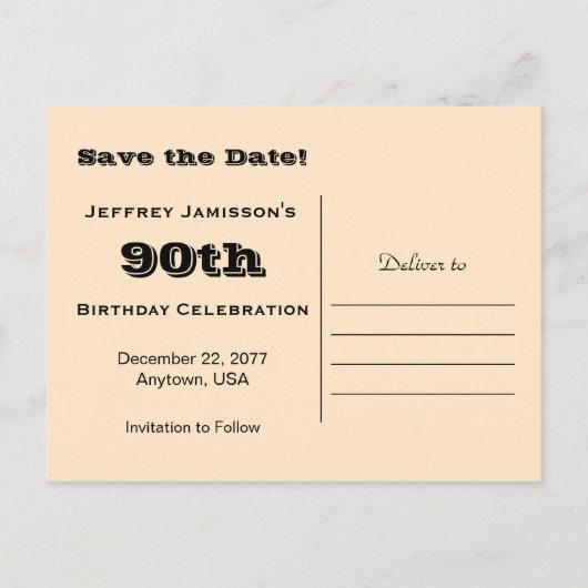 Save the Date 90th Birthday Party, Vissende boot Aankondigingskaart (Achterkant)