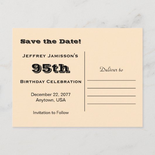 Save the Date 95th Birthday Party, Vissende boot Aankondigingskaart (Achterkant)