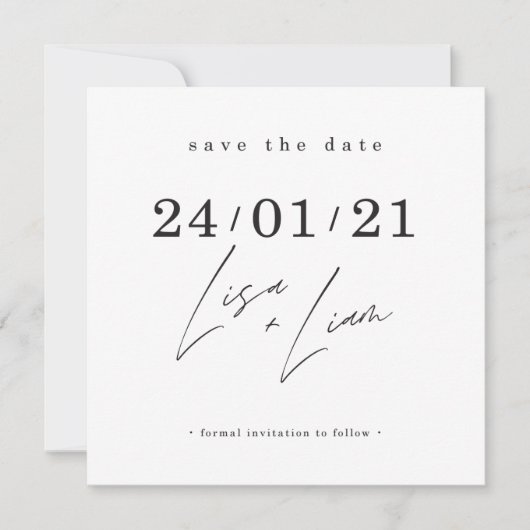 SAVE THE DATE aangepast ontwerp voor Lisa + Liam Kaart (Voorkant)