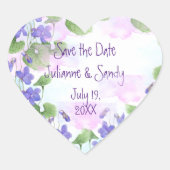 Save the Date Aangepast Violet Bloem Hart Sticker (Voorkant)