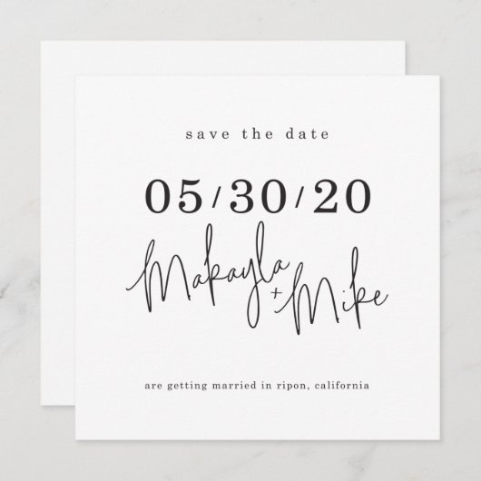 SAVE THE DATE aangepaste ontwerp voor Makayla + Mi Kaart (Voorkant / Achterkant)