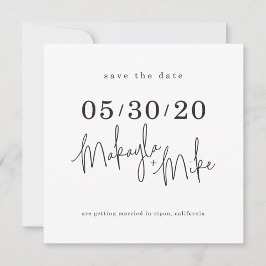 SAVE THE DATE aangepaste ontwerp voor Makayla + Mi Kaart (Voorkant)