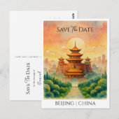 Save the Date Aankondiging Beijing China retro Briefkaart (Voorkant / Achterkant)