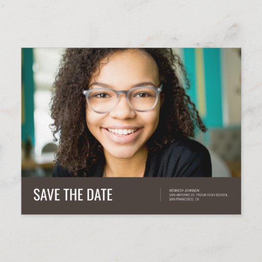 Save the date | Aankondiging foto-Afstuderen Briefkaart (Voorkant)