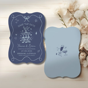 Save the Date Aankondiging Hand getekend Doodle Bl