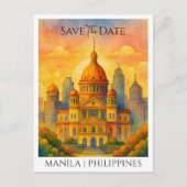 Save the Date Aankondiging Manila Filipijnen Briefkaart (Voorkant)