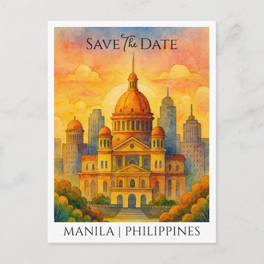 Save the Date Aankondiging Manila Filipijnen Briefkaart (Voorkant)
