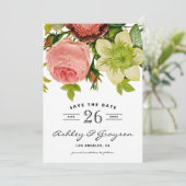 Save the Date-aankondiging met botanische bloemen Date (Staand voorkant)