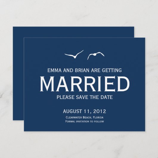 Save The Date-aankondiging met liefdesduiven - Nav Save The Date (Voorkant / Achterkant)