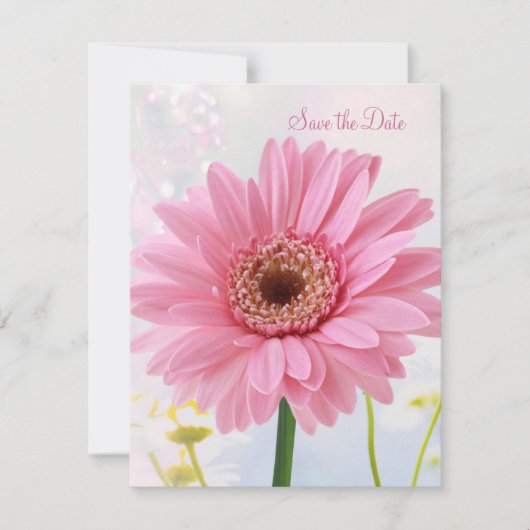 Save the date aankondiging - Roze gerbera (Voorkant)