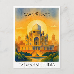 Save the Date Aankondiging Taj Mahal India Vinta Briefkaart