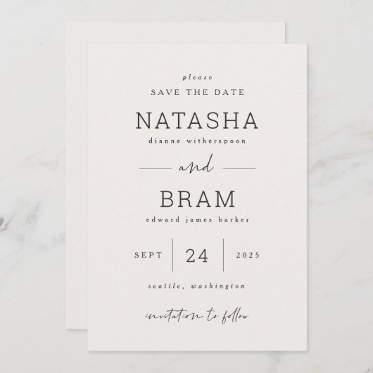 Save The Date Aankondiging Trouwfoto kaart (Voorkant / Achterkant)