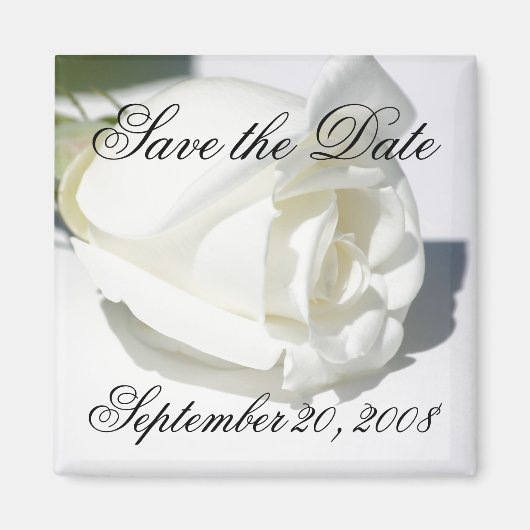 Save the Date Aankondiging White Rose Magnet (Voorkant)