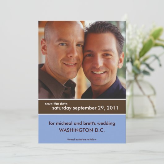 Save the Date Aankondigingen {Color Block} (Staand voorkant)