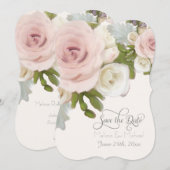 Save the Date Aankondigingen Elegante Roos Vetplan (Voorkant / Achterkant)