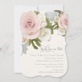 Save the Date Aankondigingen Elegante Roos Vetplan