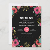 Save the date. Aankondigingen moderne Floral Weddi (Voorkant)