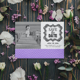 Save the Date Aankondigingen {Paarse Chevron}