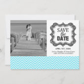 Save the Date Aankondigingen {Teal Blauwe Chevron} (Voorkant)