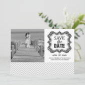 Save the Date Aankondigingen {Zilver Chevron} (Staand voorkant)