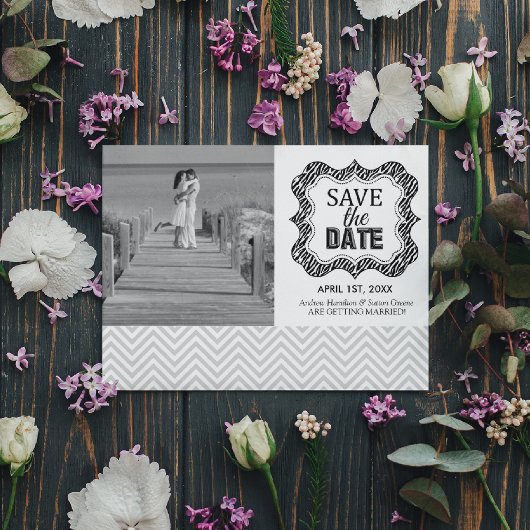 Save the Date Aankondigingen {Zilver Chevron}