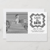 Save the Date Aankondigingen {Zilveren Chevron} (Voorkant)