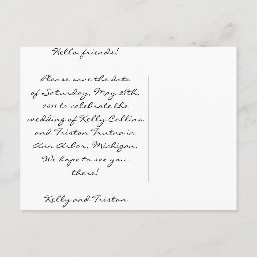 Save the date! aankondigingskaart (Achterkant)